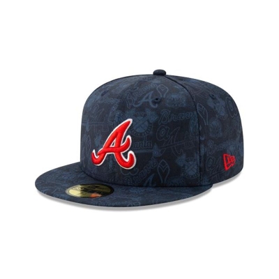 Atlanta Braves Gorra | New Era MLB Sketched 59fifty Fitted Cap Mexico - Azules